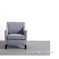 Sillas de sala de estar Nailhead Tela gris tela Silla de acento armado con patas de madera maciza CX663